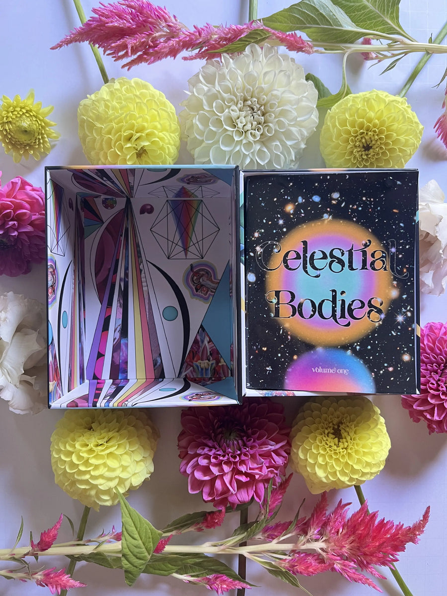 celestial bodies oracle deck box and volume 1 of guidebook